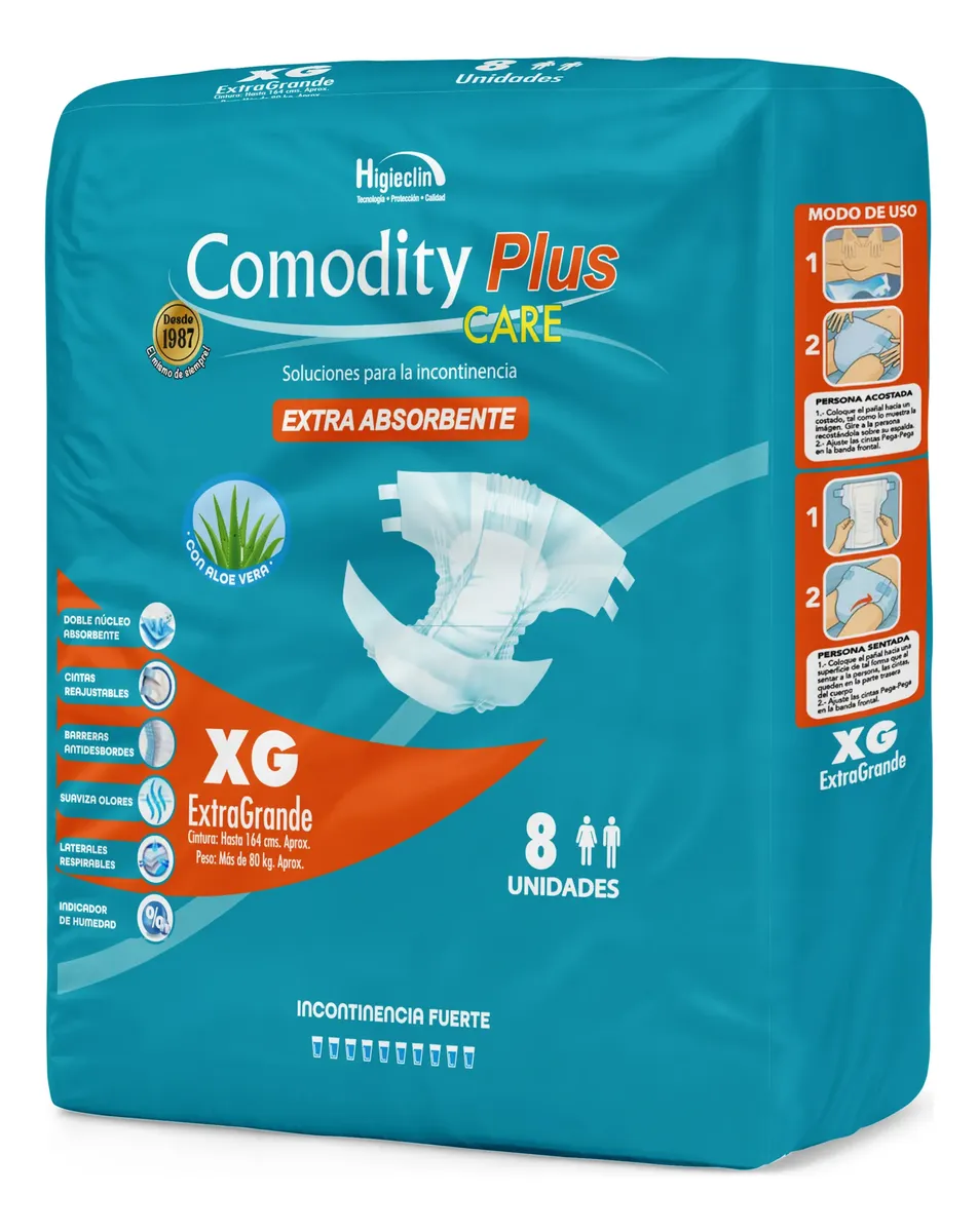 PAÑAL ADULTO COMODITY PLUS 8 UND TALLA XG